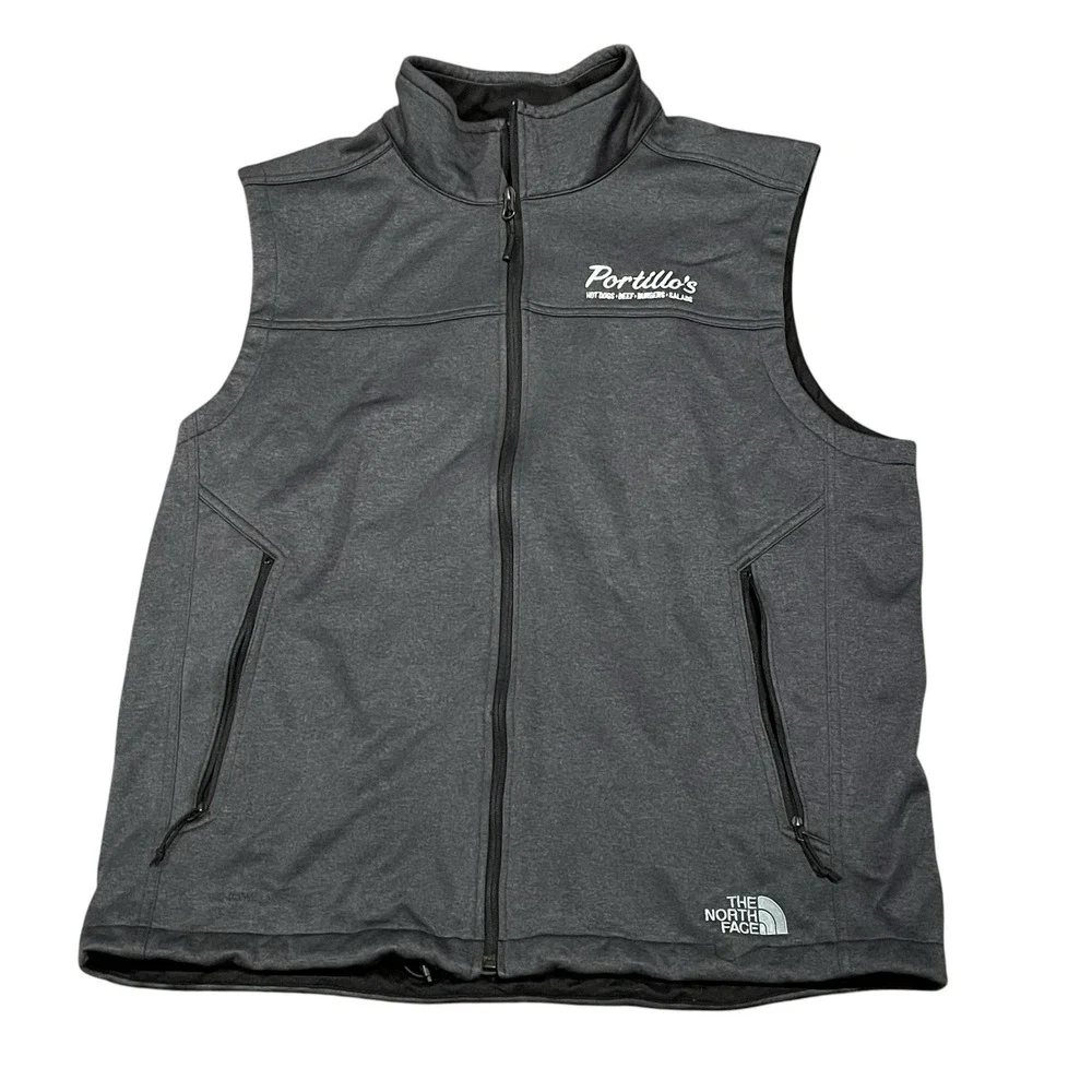Mens XL North Face Vest Portillo's Logo Gray